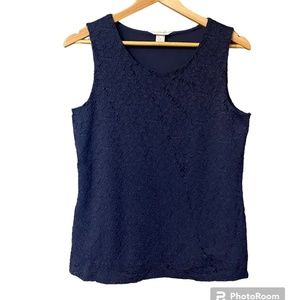 Christopher & Banks Sleeveless Blue Mesh Blouse Sz M